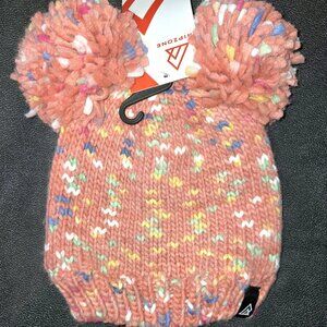 NWT Ripzone Toddler Girl Toque Winter Hat with Double Pom